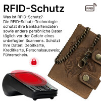 Leder Geldbörse Herren RFID Portemonnaie Echtleder Prägung mit Kette
