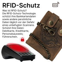 Leder Geldbörse Herren RFID Portemonnaie Echtleder Prägung mit Kette