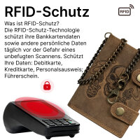 Leder Geldbörse Herren RFID Portemonnaie Echtleder Prägung mit Kette