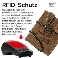 Leder Geldbörse Herren RFID Portemonnaie Echtleder Prägung mit Kette