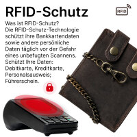 Leder Geldbörse Herren RFID Portemonnaie Echtleder Prägung mit Kette